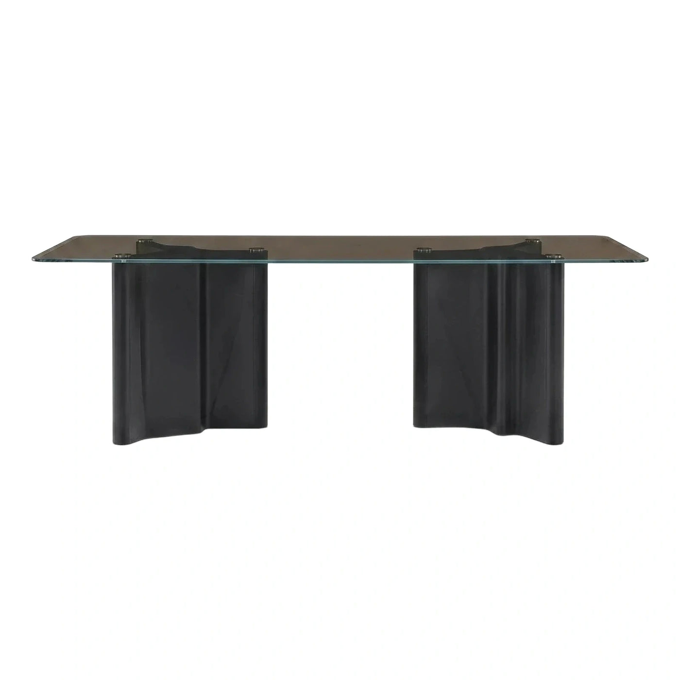 Modern Black Sculptural Base Glass Dining Table