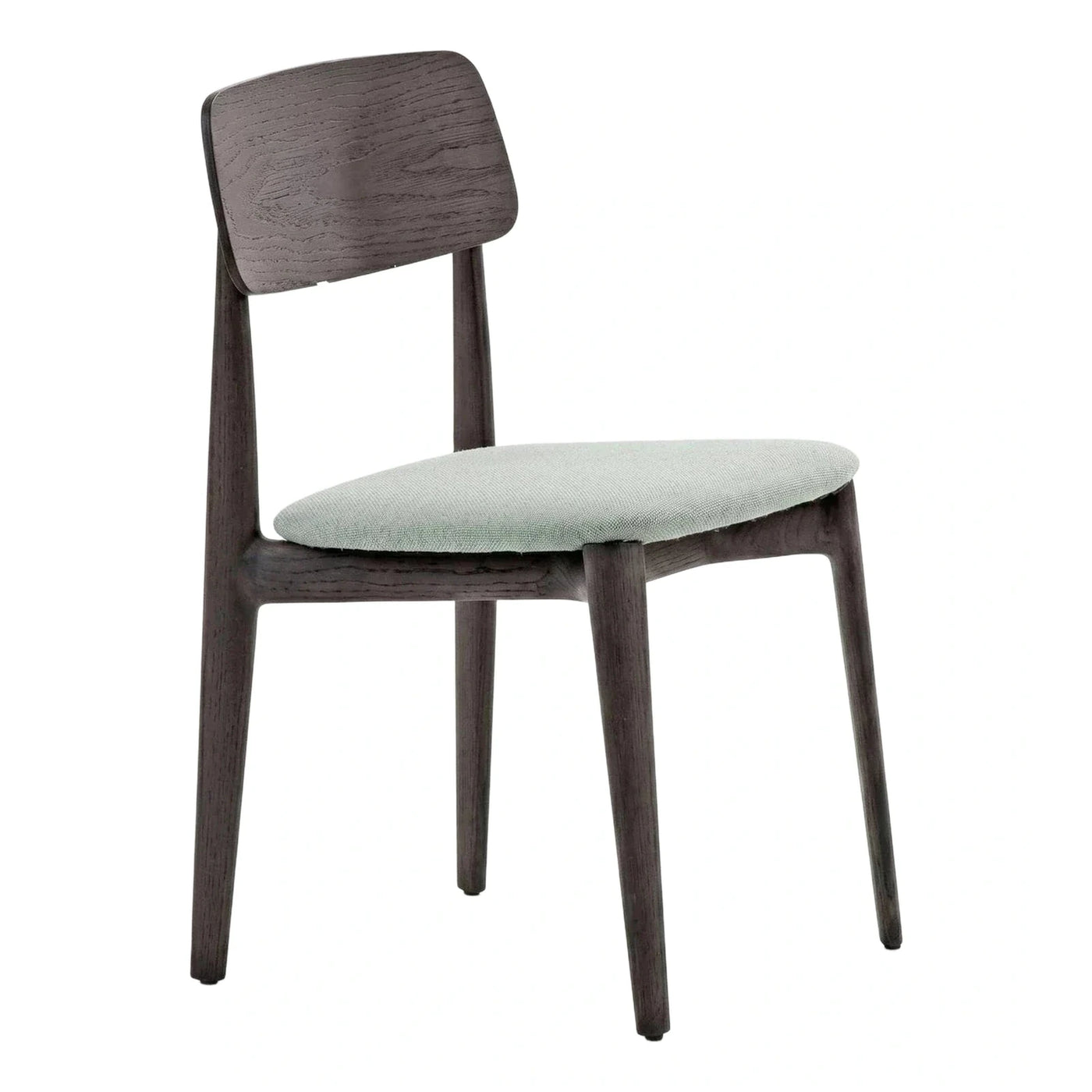 Modern Dark Wood Dining Chair with Light Green Seat
