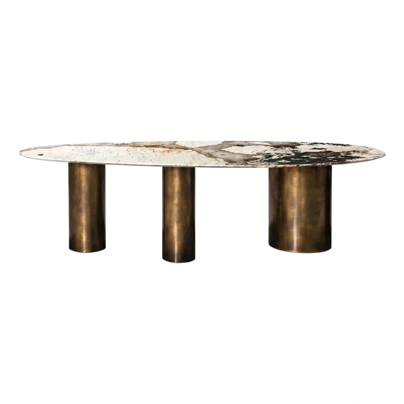 Oval Marble Top Dining Table with Brass Legs