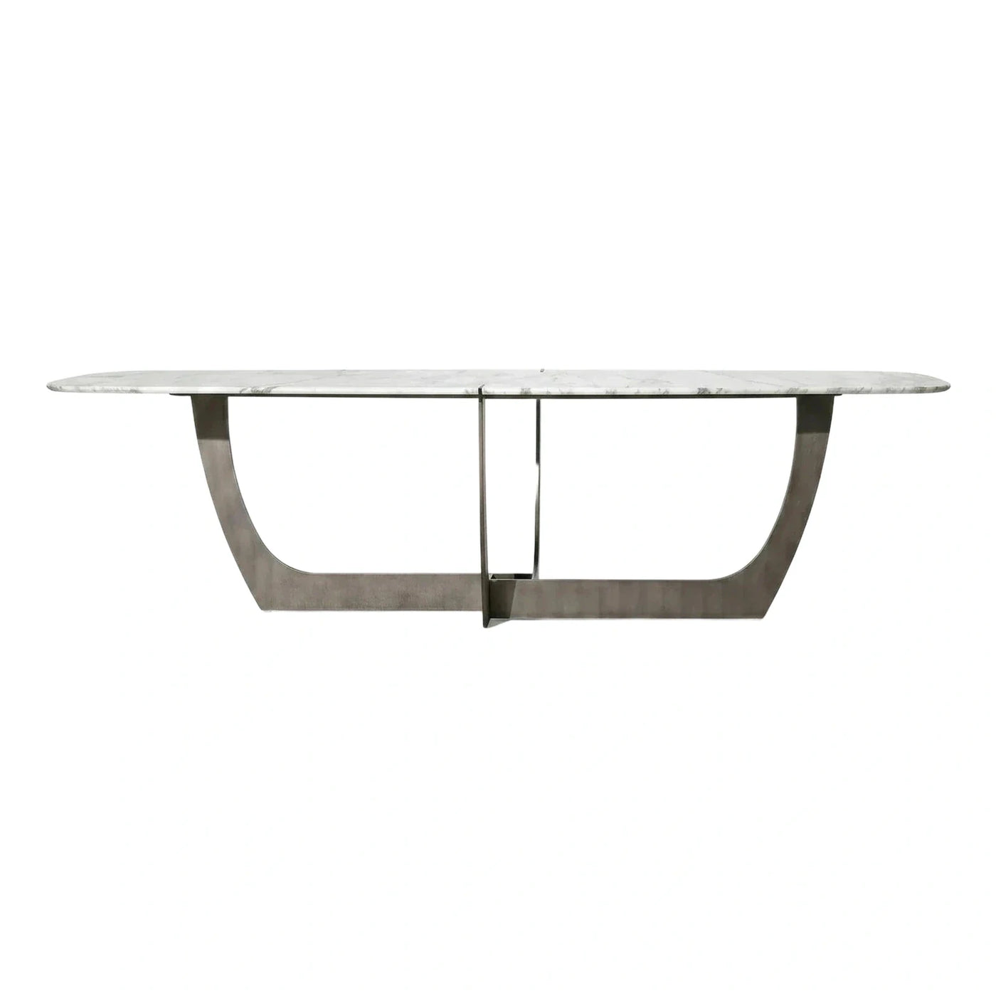 White Marble Top Sculptural Metal Dining Table
