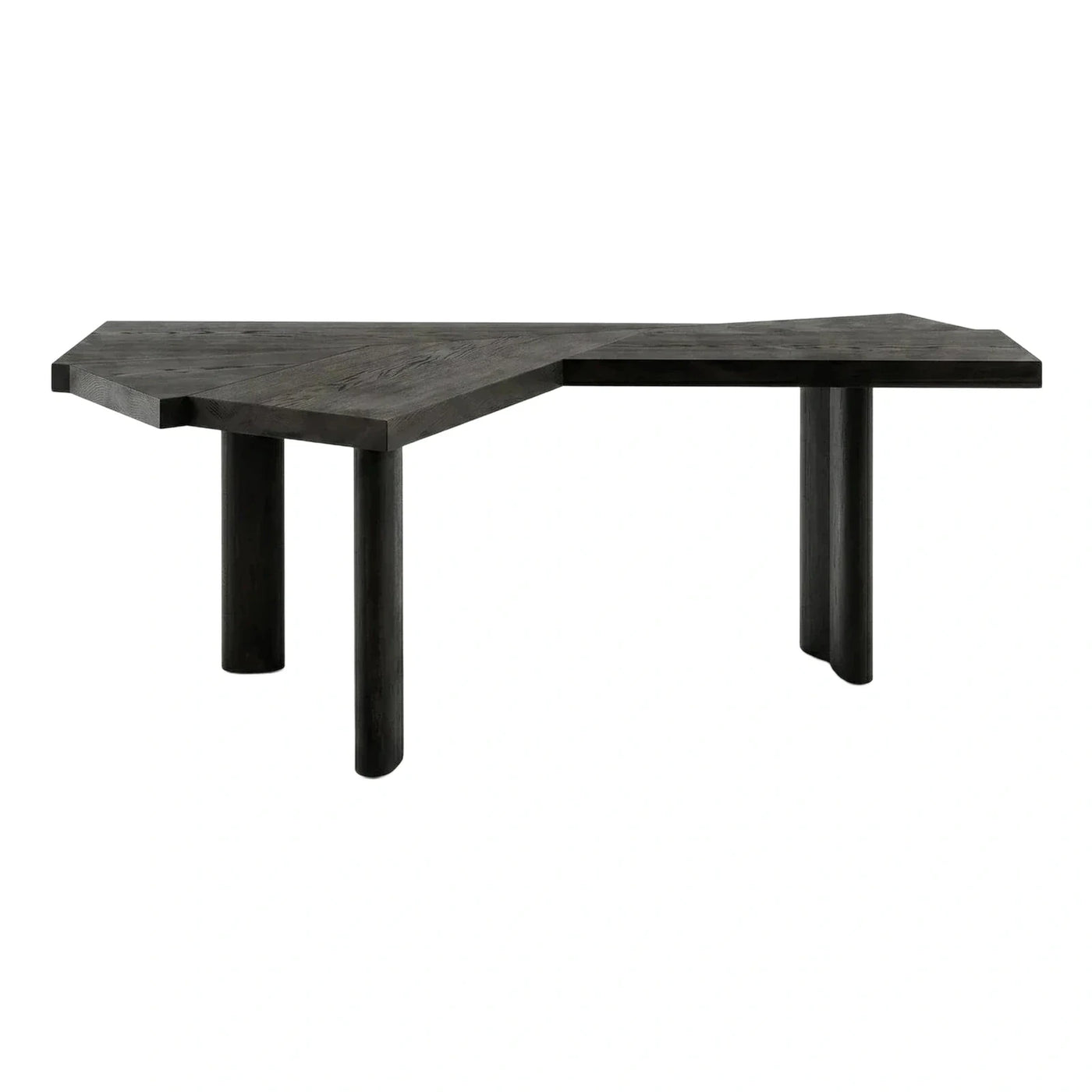 Geometric Black Wood Dining Table with Cylindrical Legs