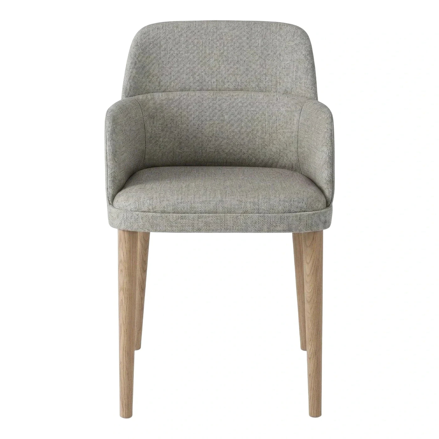 Modern Grey Fabric Dining Chair with Wood Legs