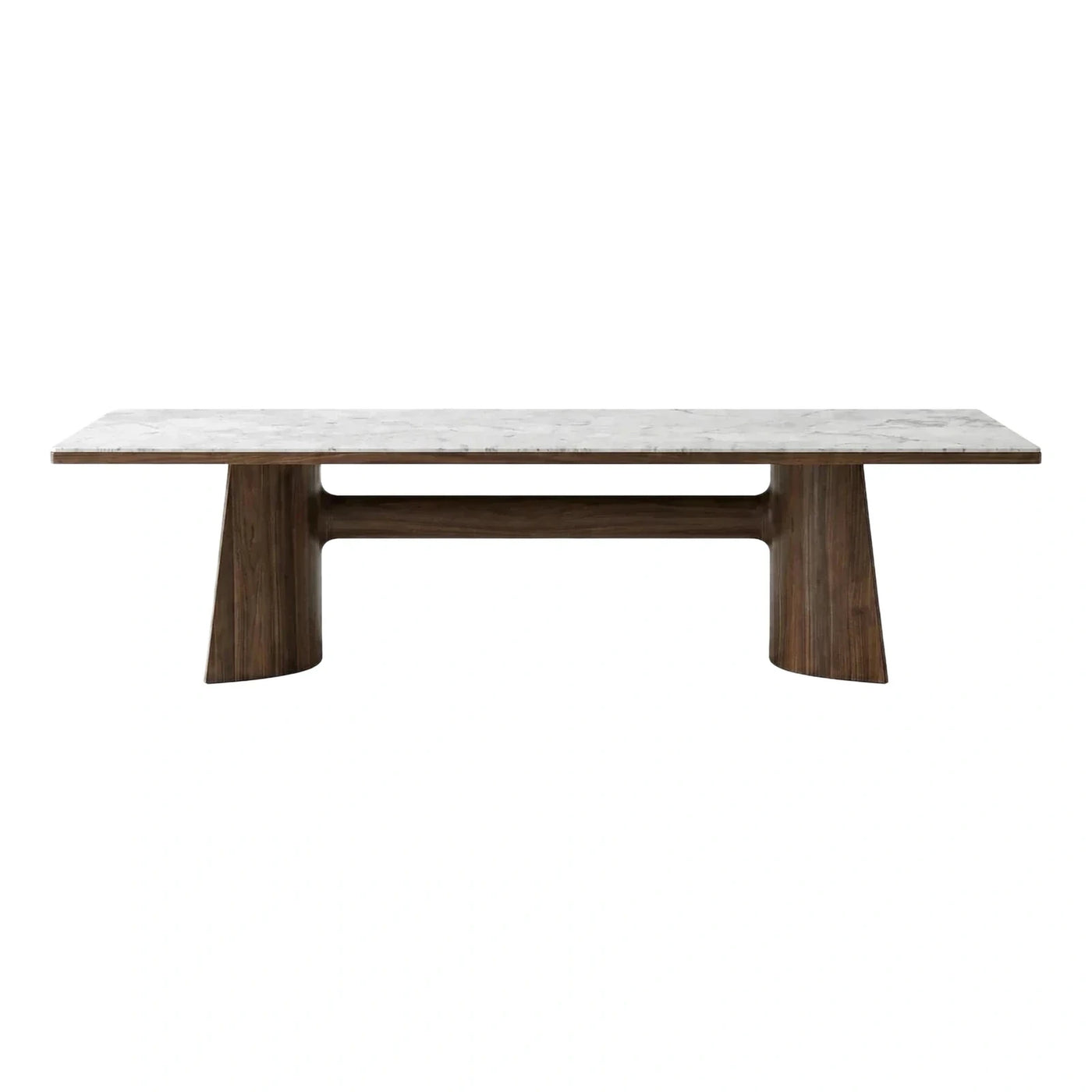 Rectangular White Marble Top Wood Dining Table
