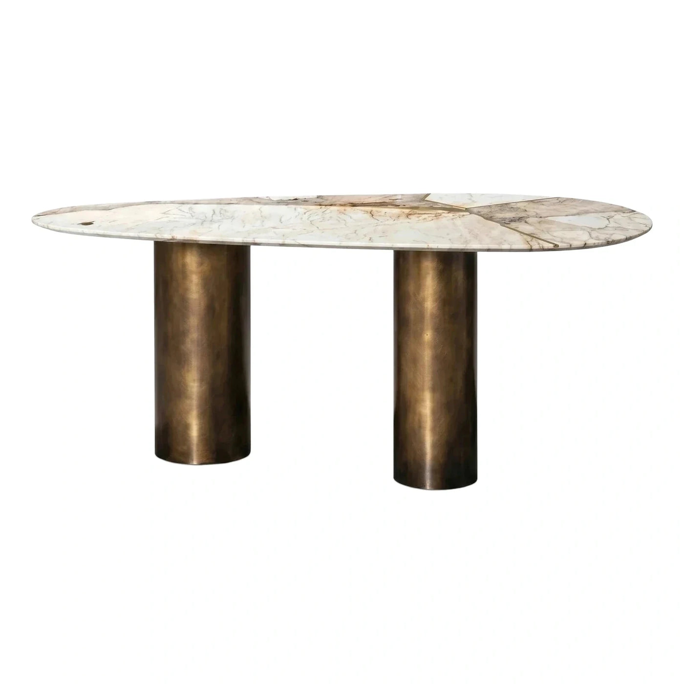 Oval Marble Dining Table with Brushed Brass Base
