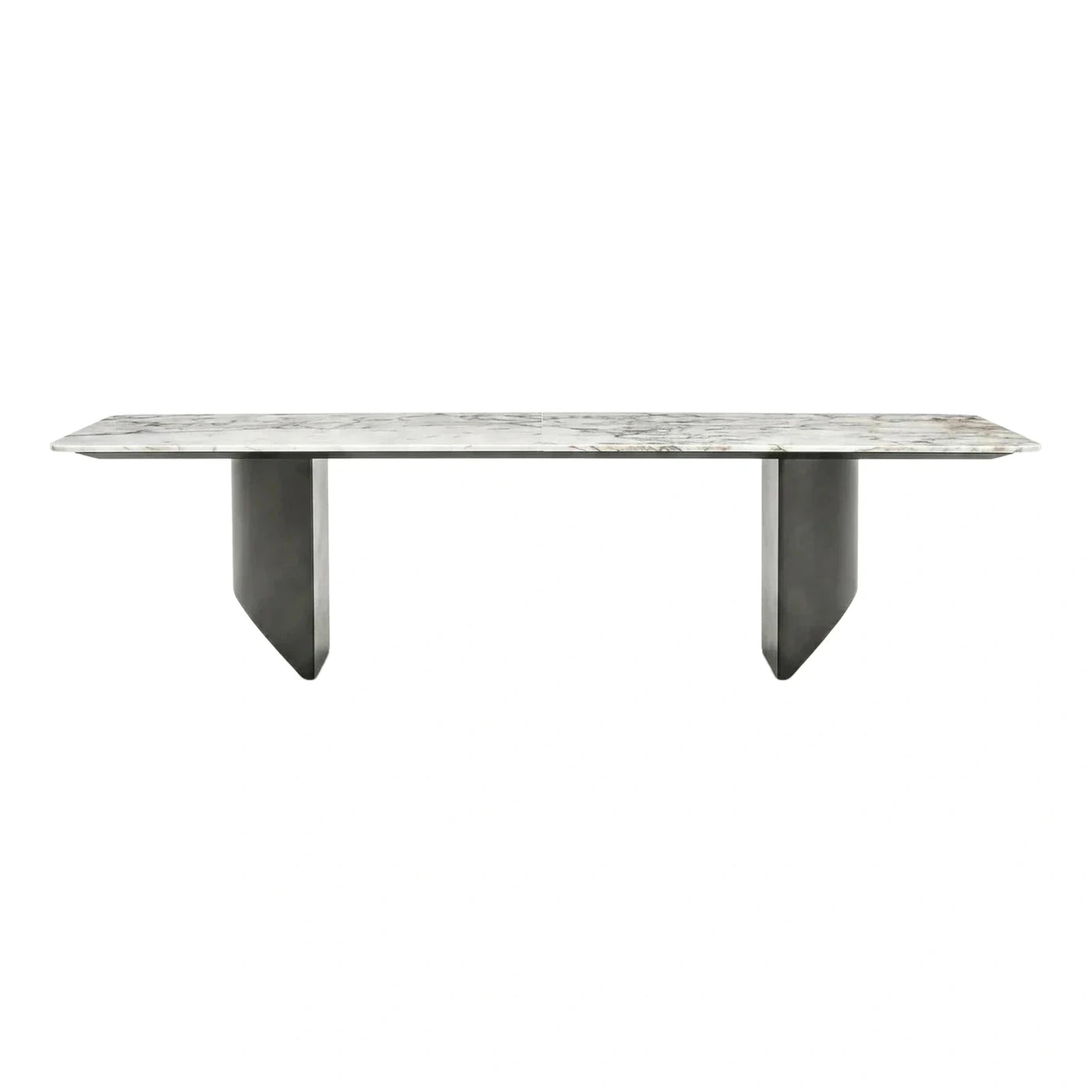 Modern Rectangular Marble Dining Table with Metal Base