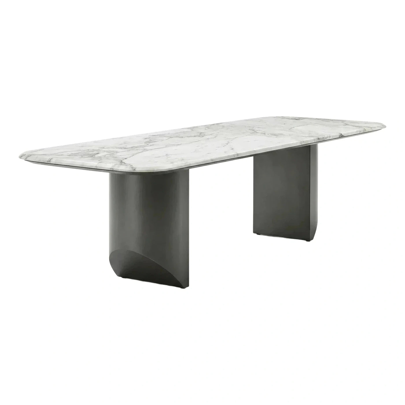 Modern White Marble Boat Shape Dining Table