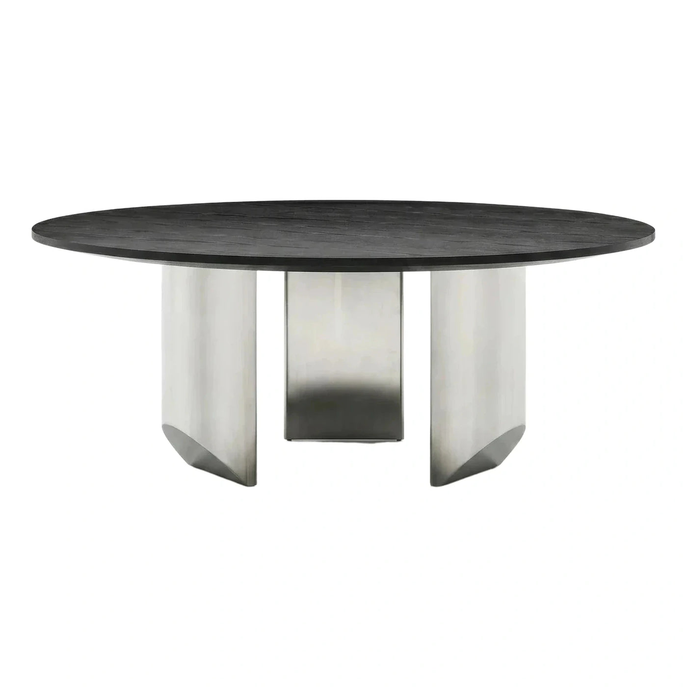 Modern Oval Black Wood Dining Table With Metal Base
