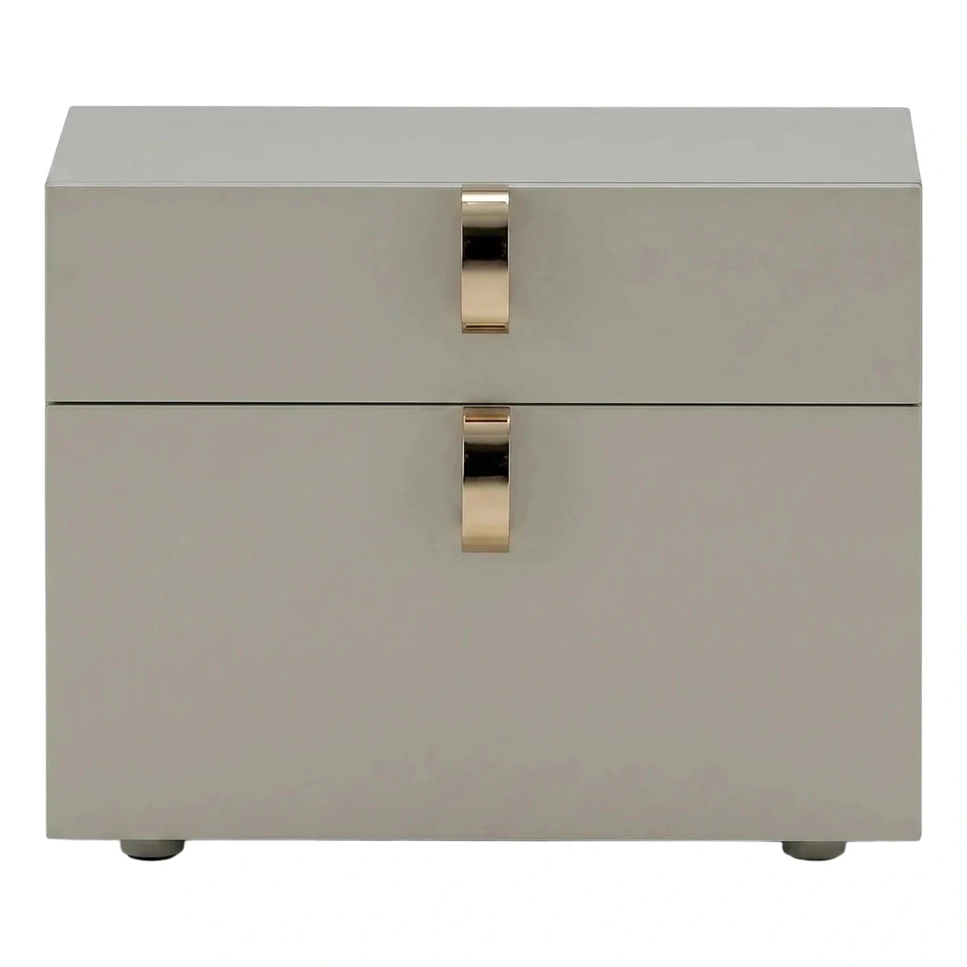 Modern Grey Two Drawer Nightstand With Gold Handles