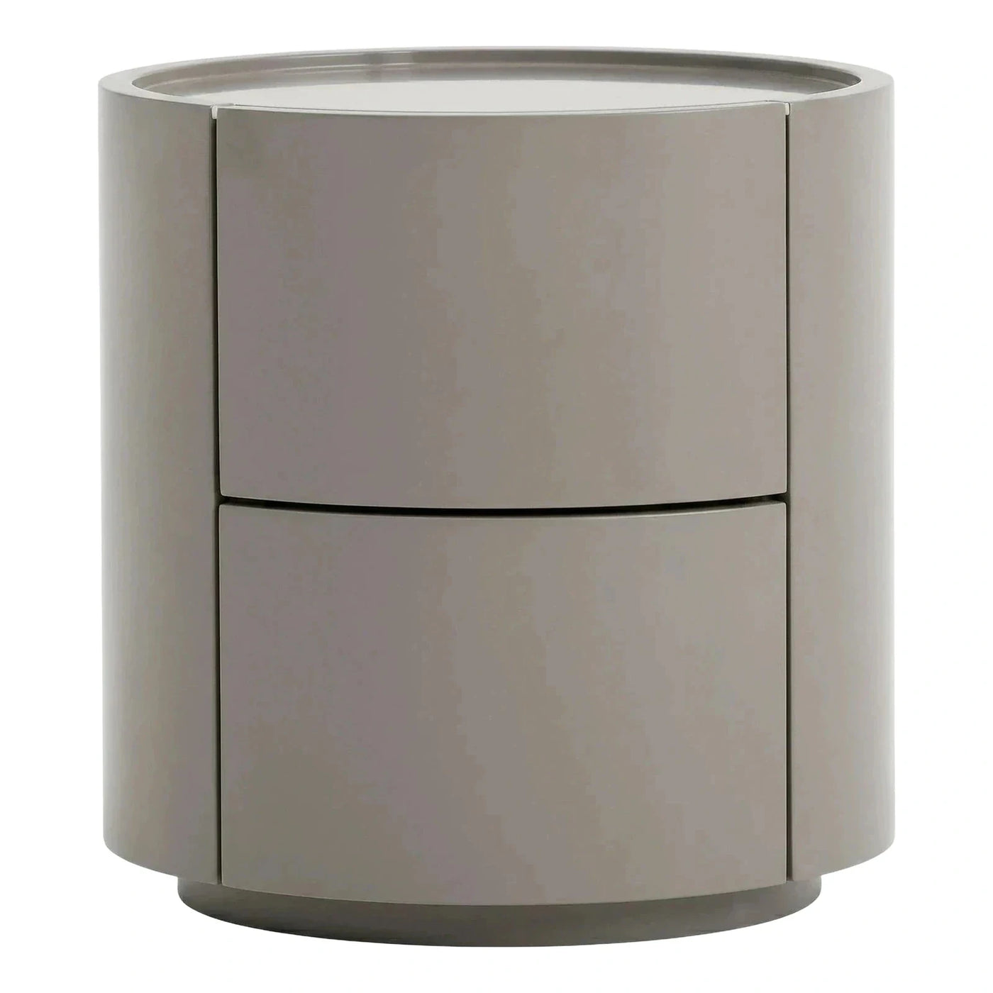 Modern Cylindrical Grey Two-Drawer Nightstand