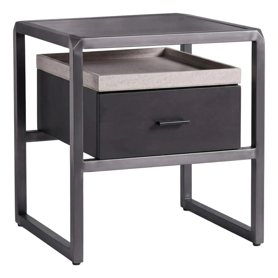 Modern Industrial Metal Nightstand with Drawer