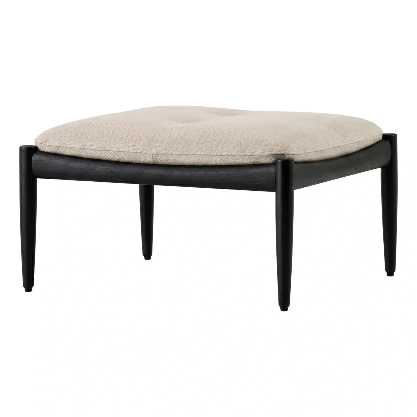 Modern Black Wood Frame Beige Fabric Ottoman