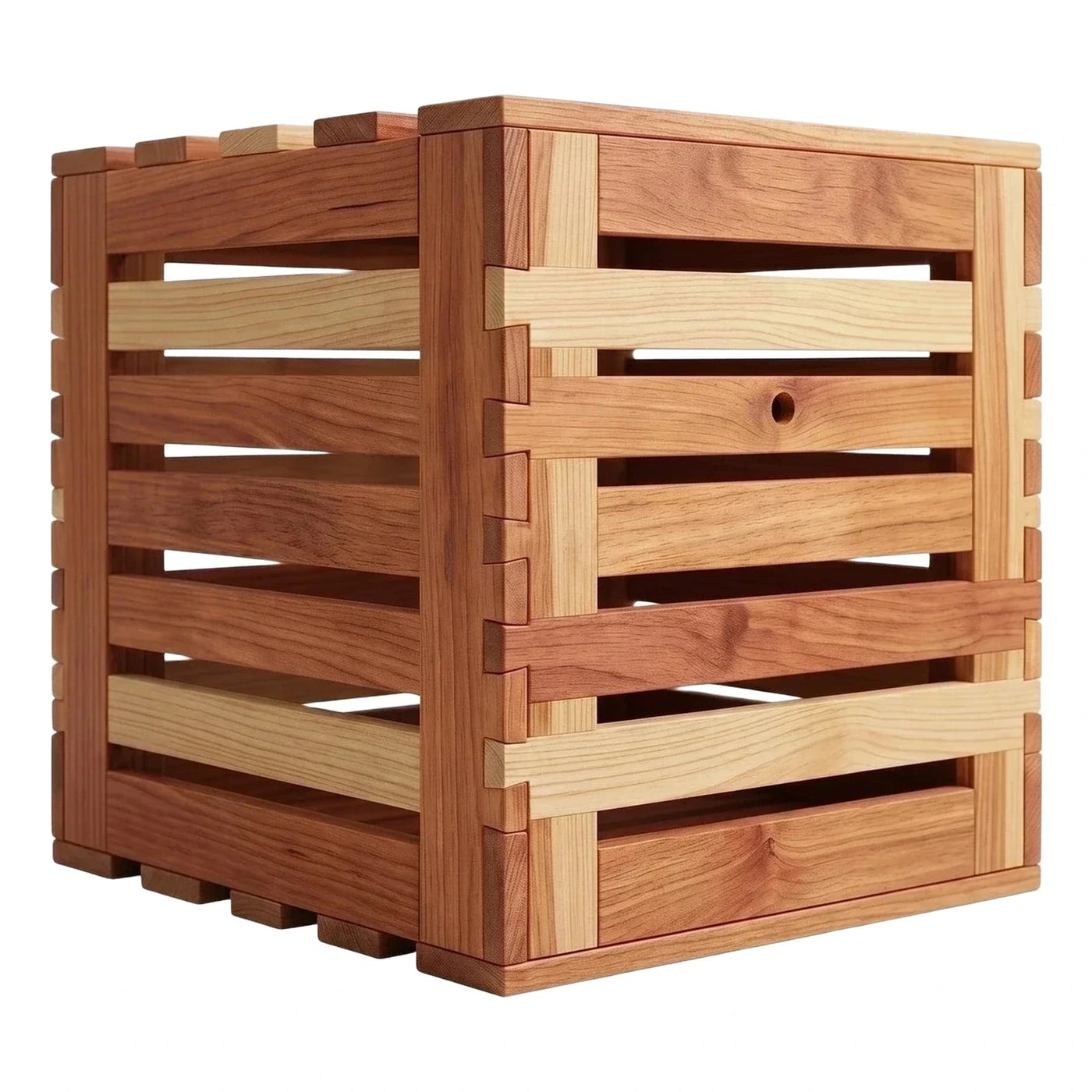 Two-Tone Wooden Cube Stool
