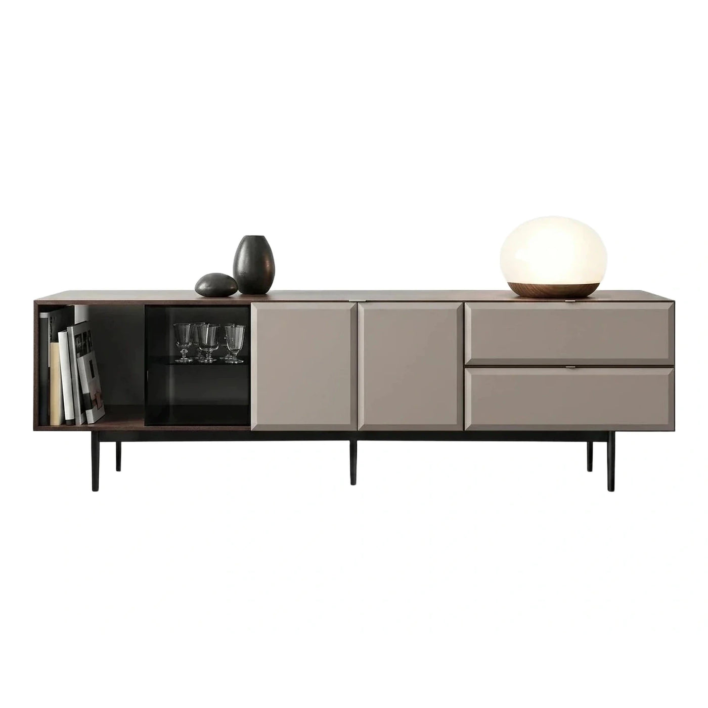 Modern Mixed Material Sideboard with Glass Display