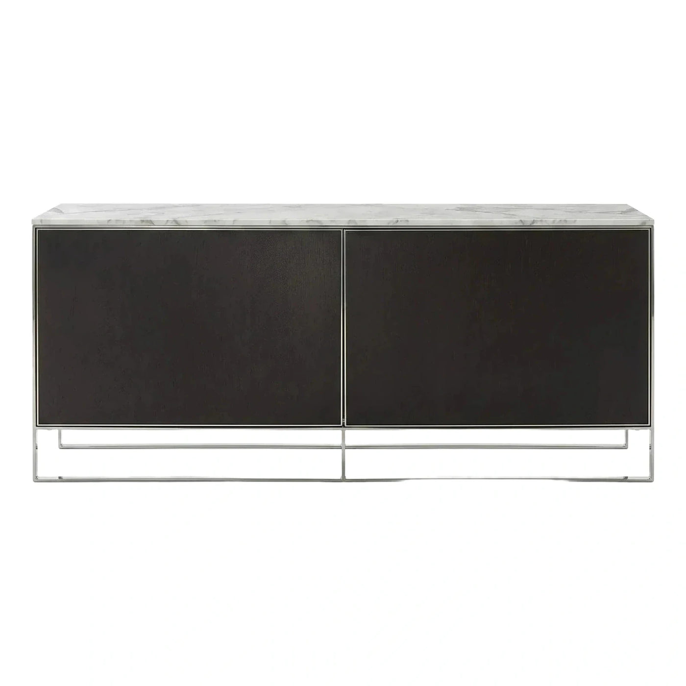 Modern Marble Top Sideboard with Dark Wood Panels