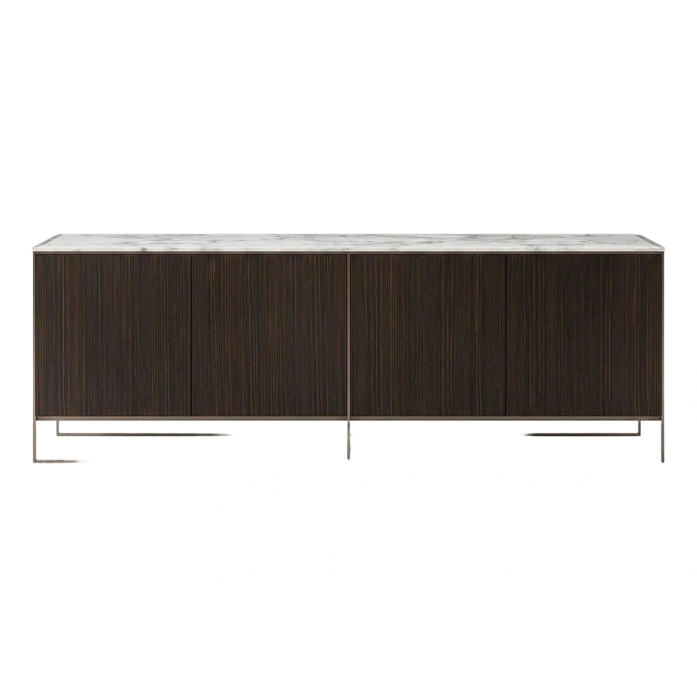 Modern Dark Wood Sideboard with Marble Top