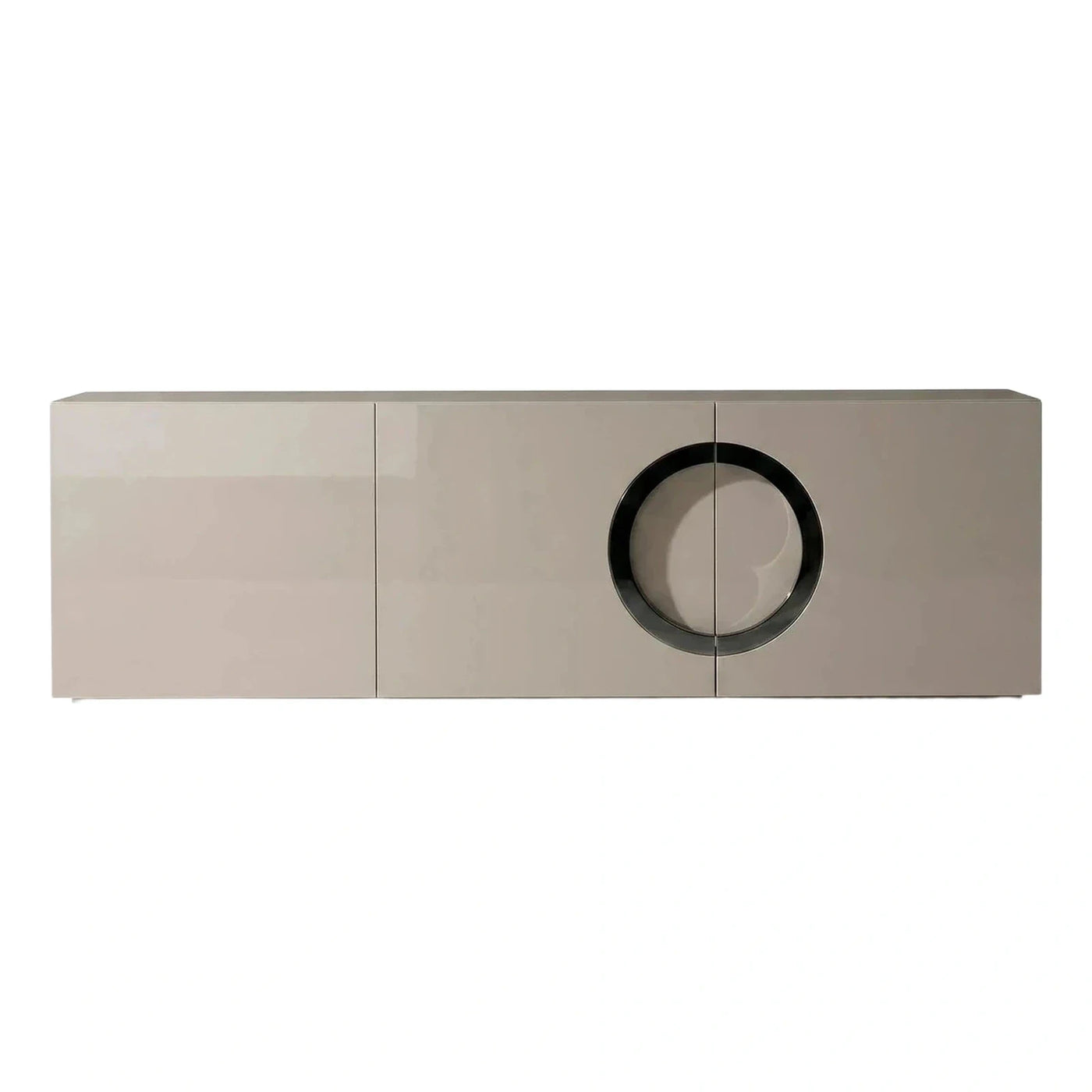 Modern High Gloss Taupe Sideboard with Circular Detail
