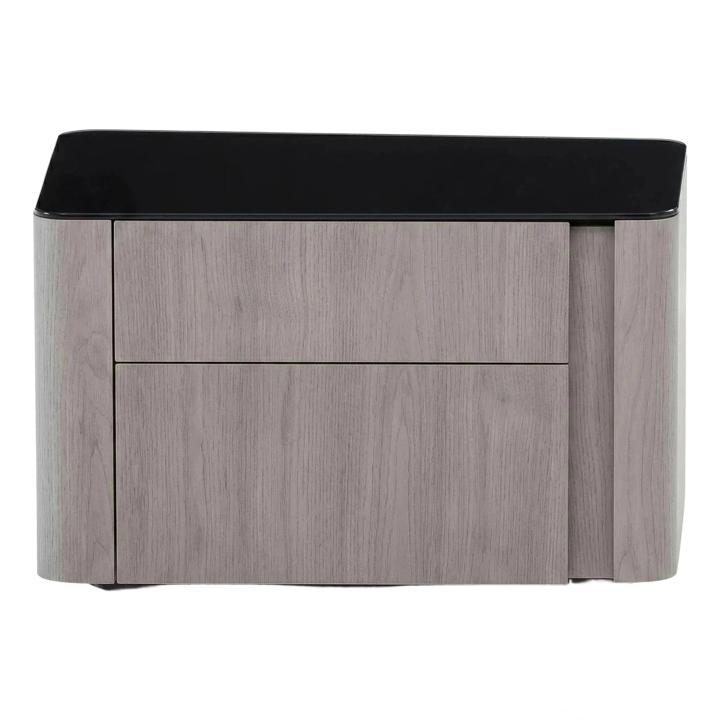 Modern Grey Wood Sideboard with Black Gloss Top