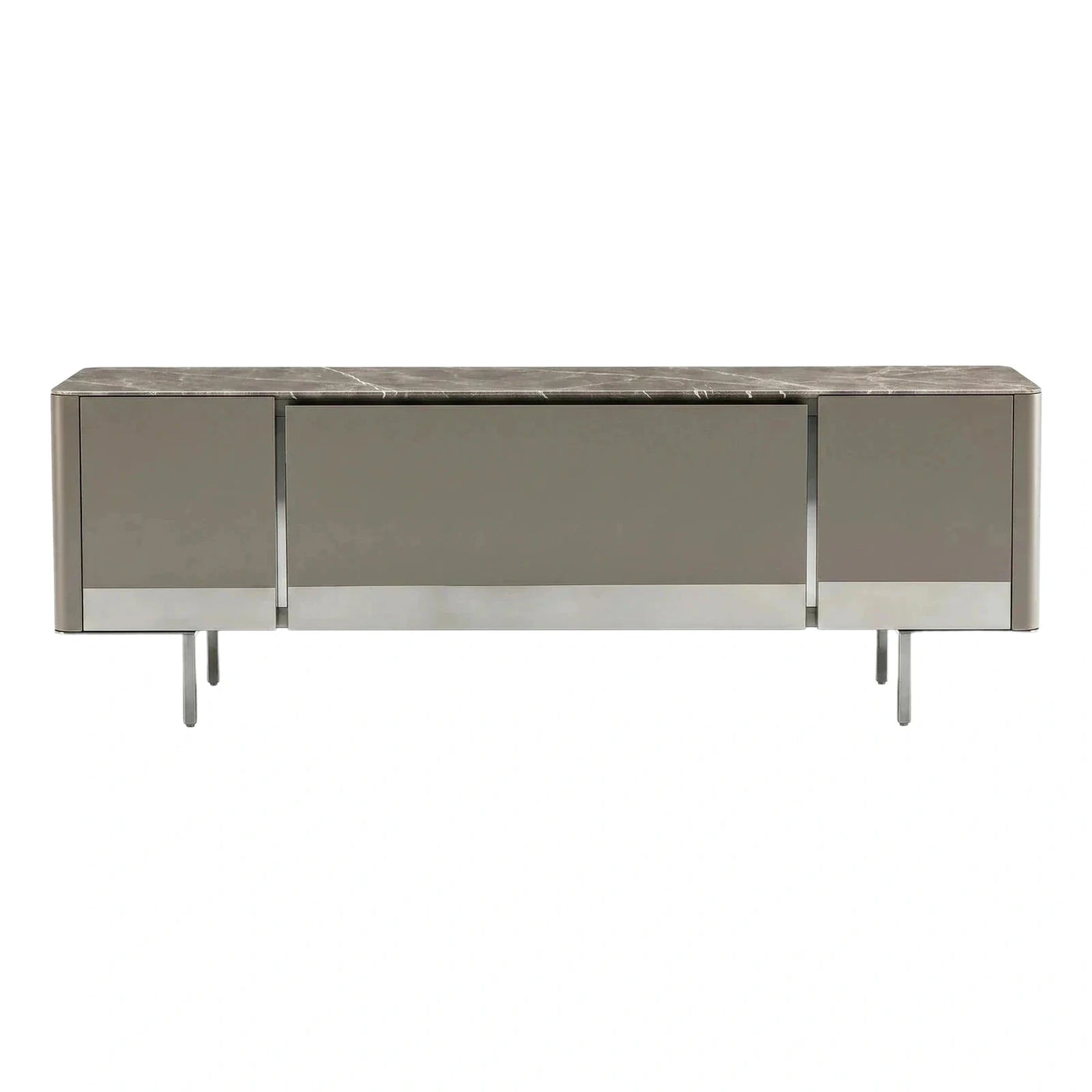 Modern Grey Sideboard with Marble Top and Metal Legs