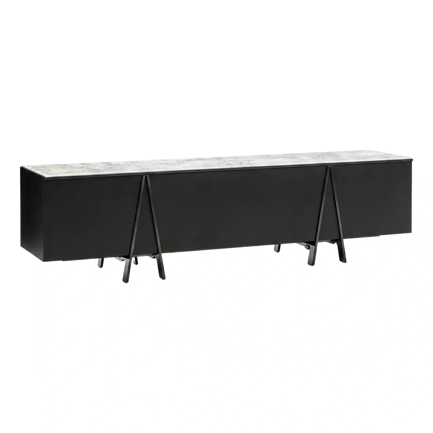 Modern Black Sideboard with White Marble Top