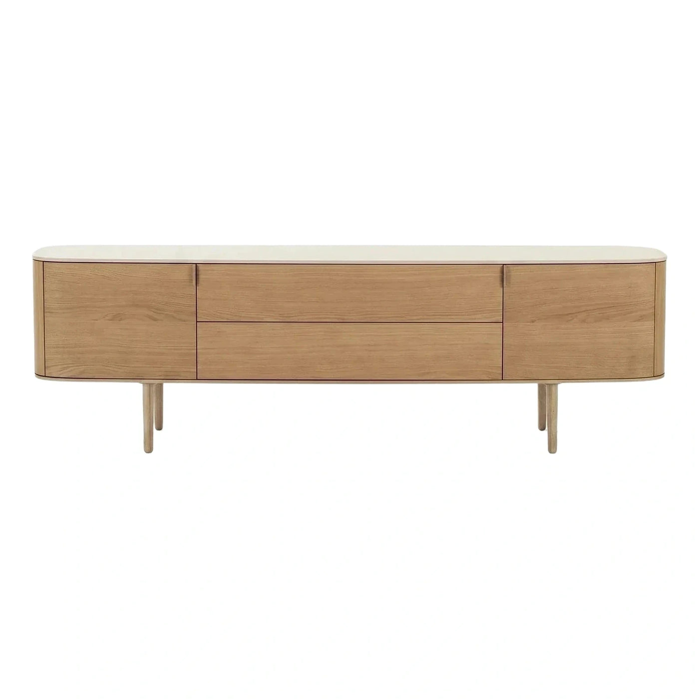 Modern Light Wood Sideboard with Cream Top