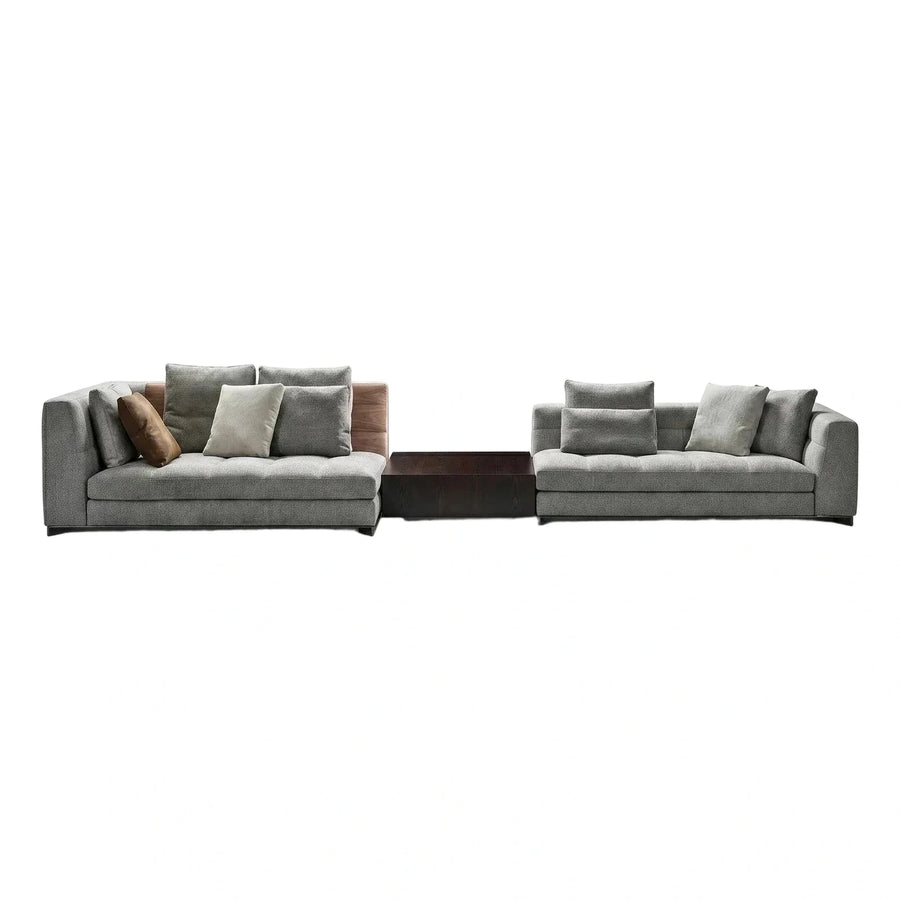 Modern Grey Fabric Modular Sofa with Wood Console