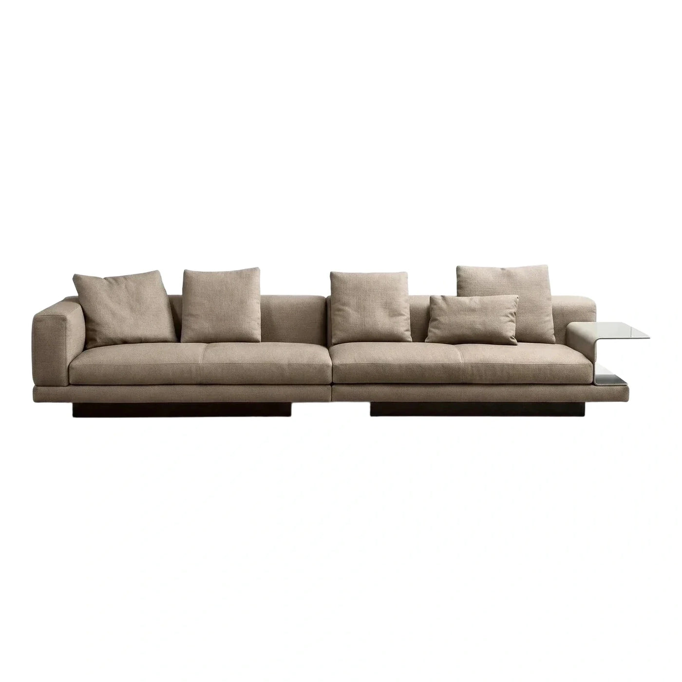 Modern Beige Fabric Sectional Sofa with Side Table