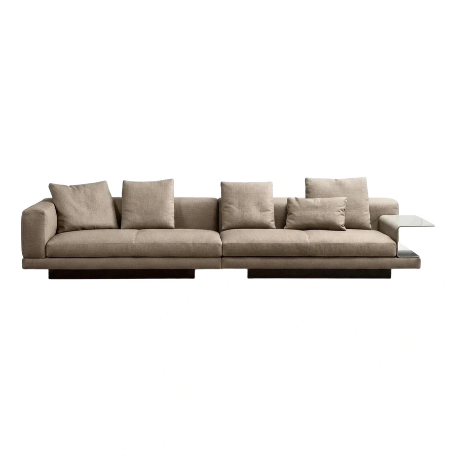 Modern Beige Fabric Sectional Sofa with Side Table