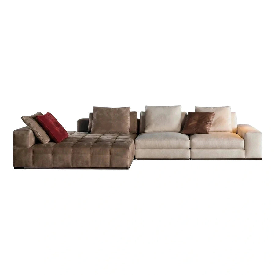 Modern Two-Tone L-Shaped Sectional Sofa with Tufted Chaise