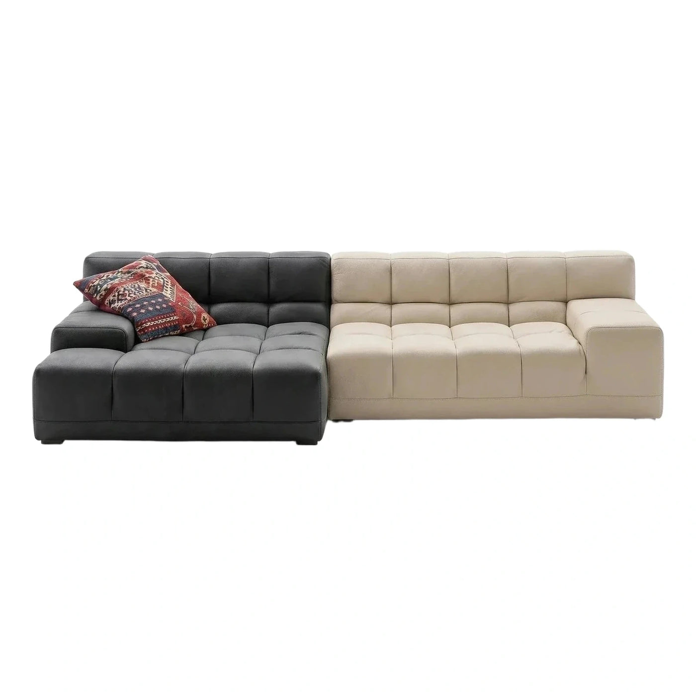 Two-Tone Modular Tufted Leather Sectional Sofa