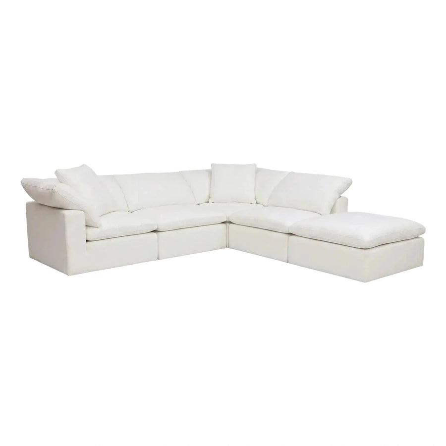 White Modern L-Shaped Sectional Sofa with Chaise