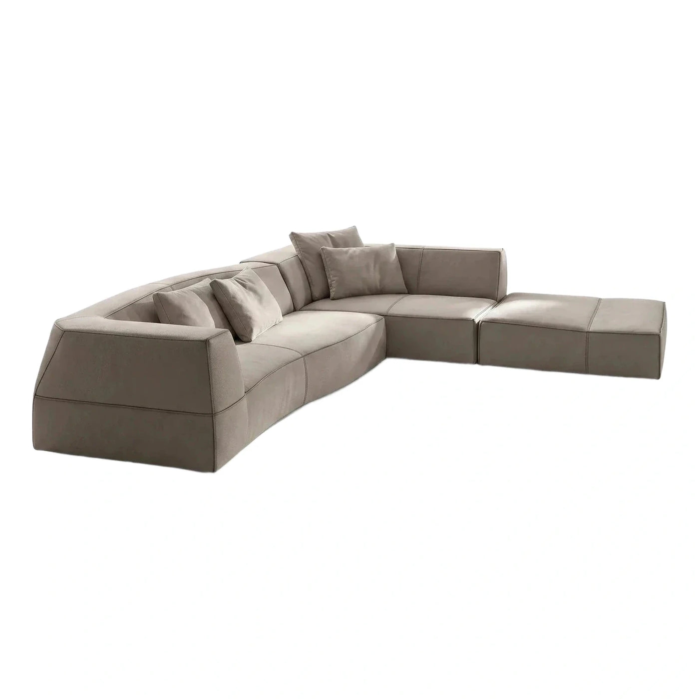 Modern Curved Leather Sectional Sofa With Chaise