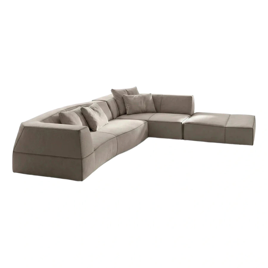 Modern Curved Leather Sectional Sofa With Chaise