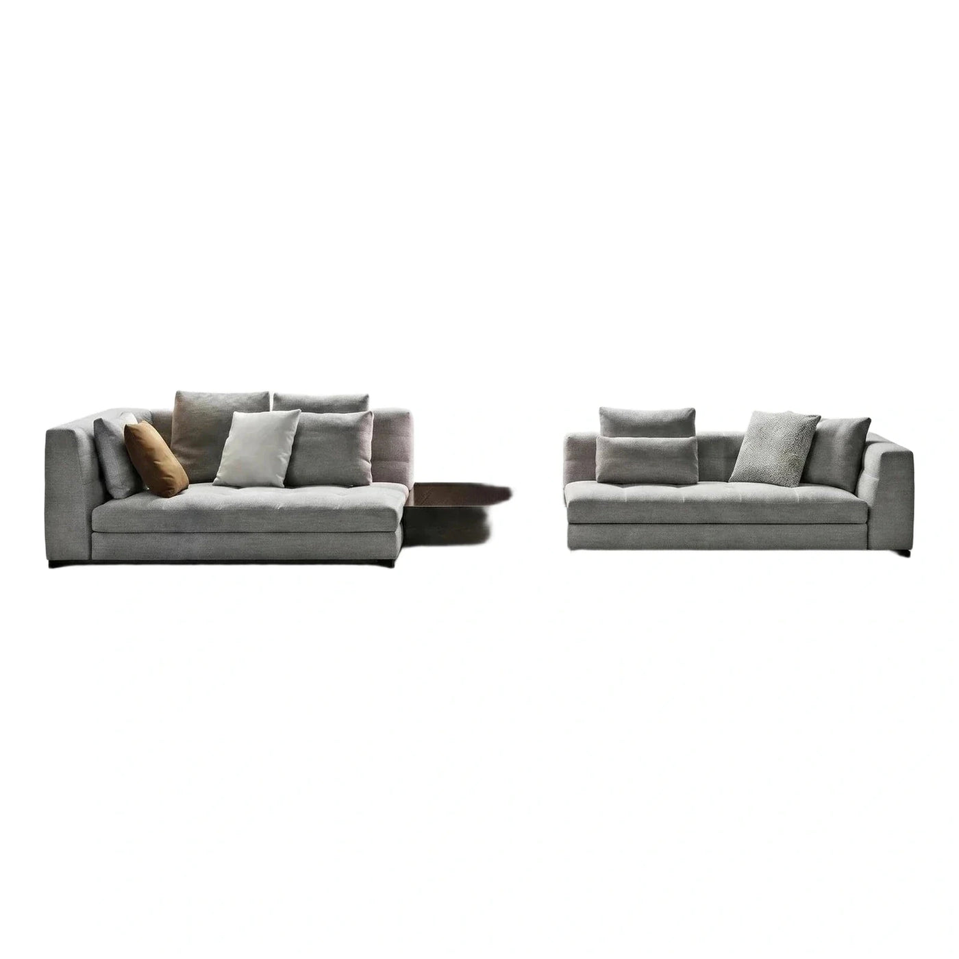 Modern Grey Fabric Modular Sofa with Wood Table