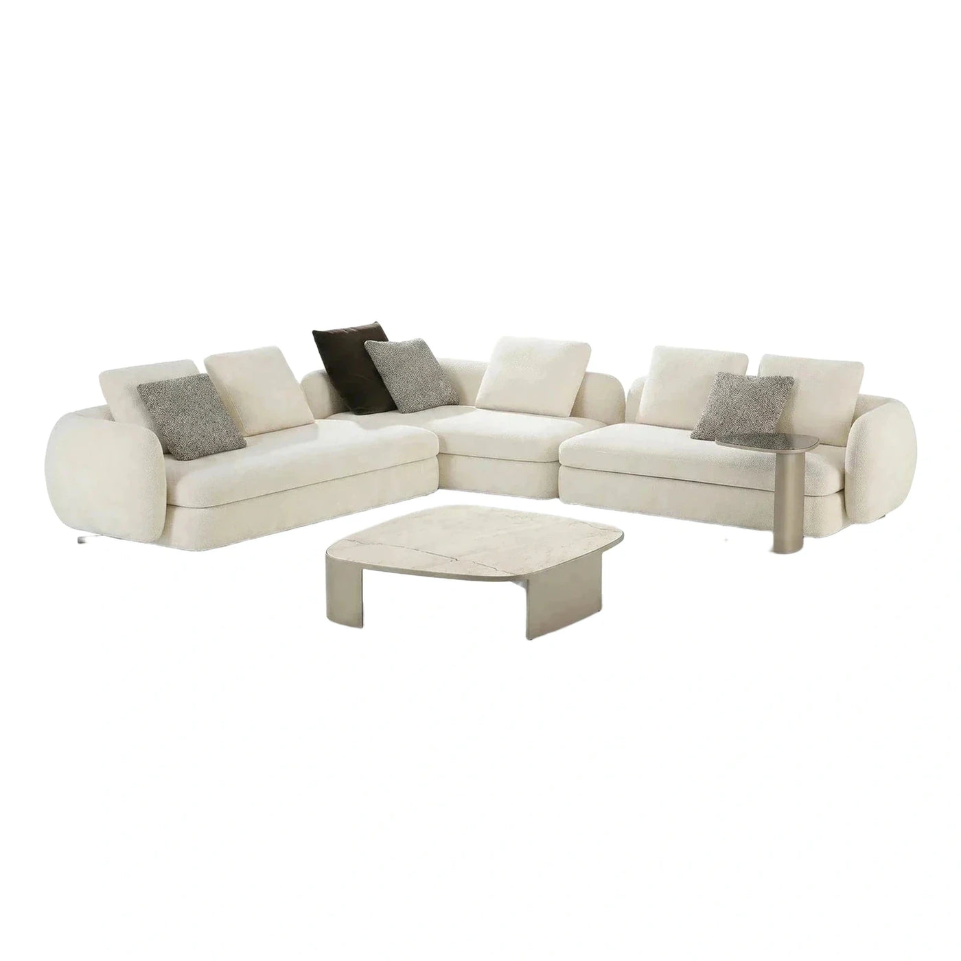 Modern Cream Boucle Modular Sectional Sofa Set