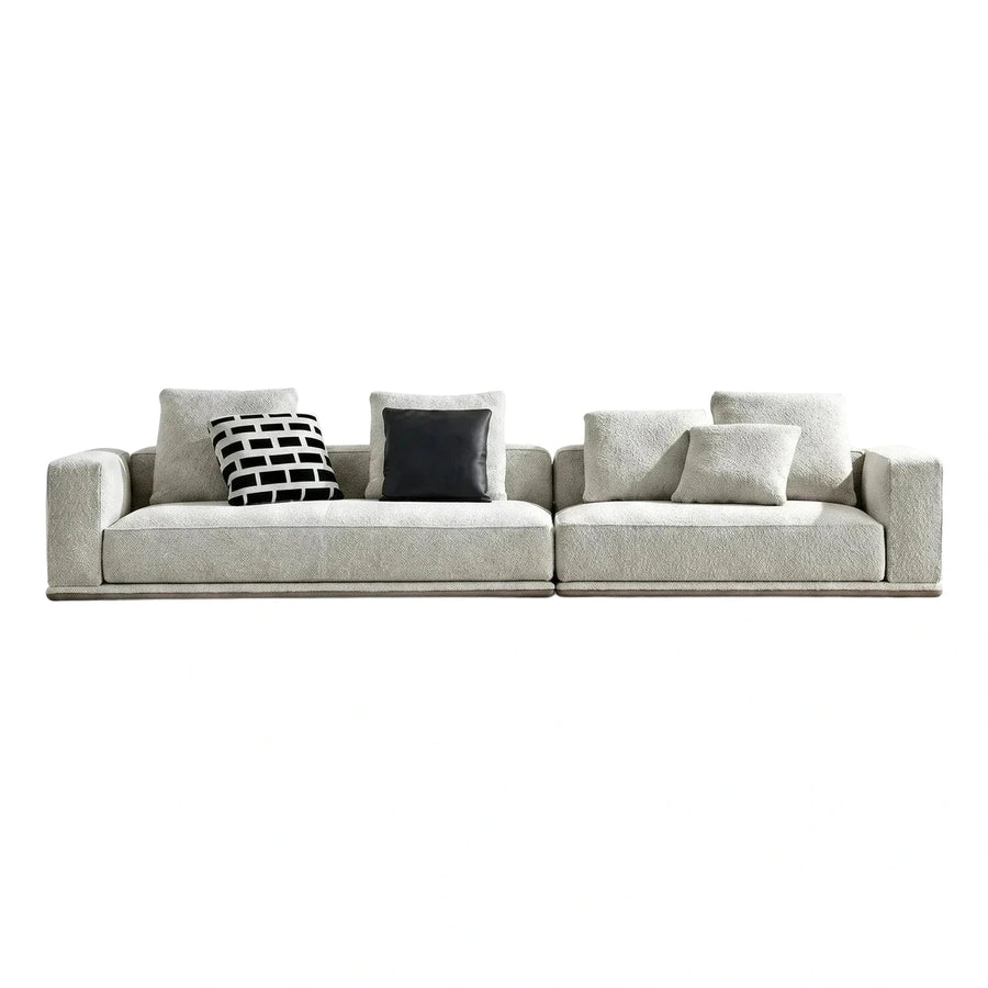 Modern Cream Textured Modular Sofa with Dark Base