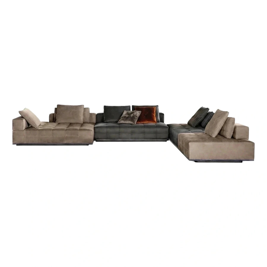 Modern Modular Sectional Sofa Taupe and Dark Grey