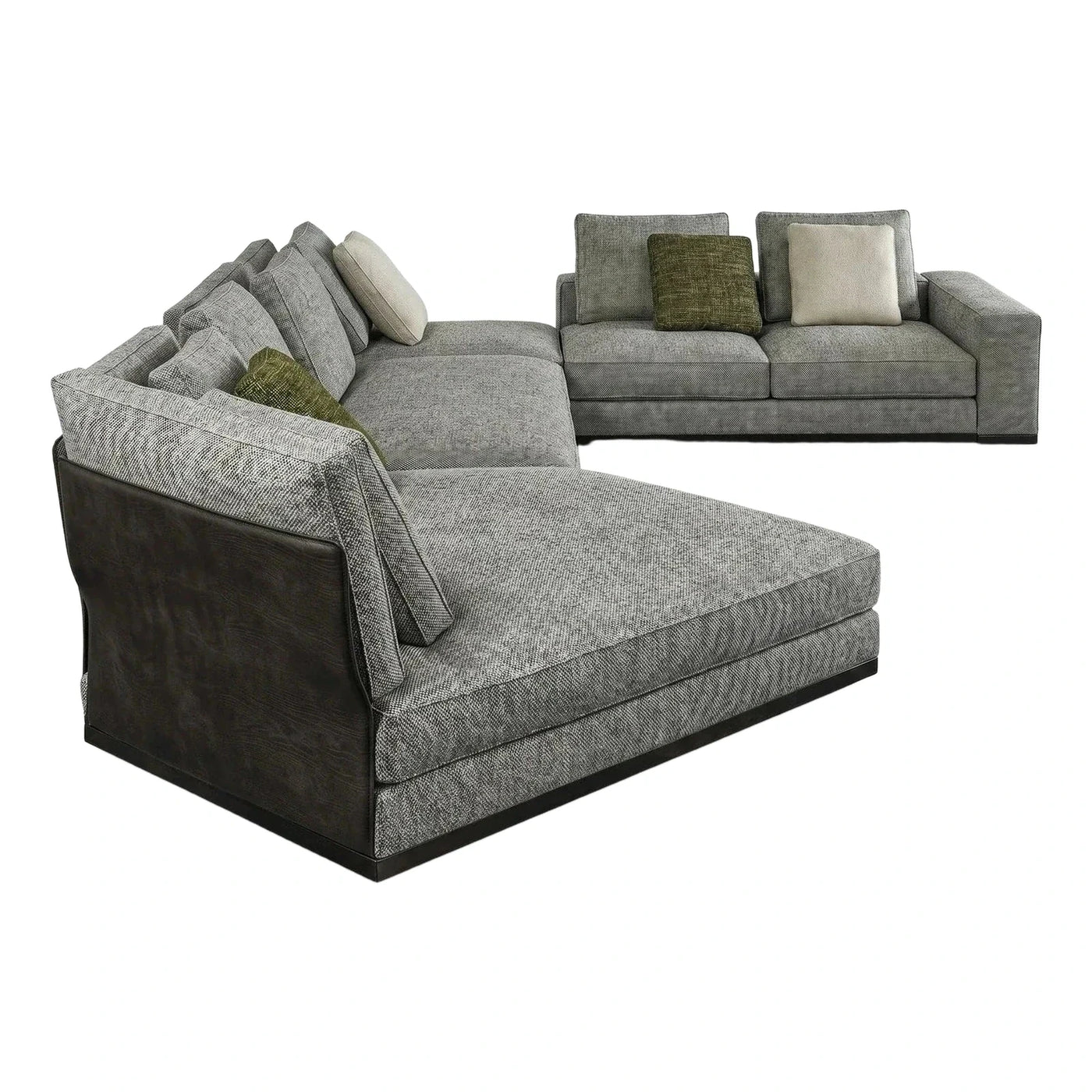 Modern Grey Fabric Sectional Sofa with Chaise