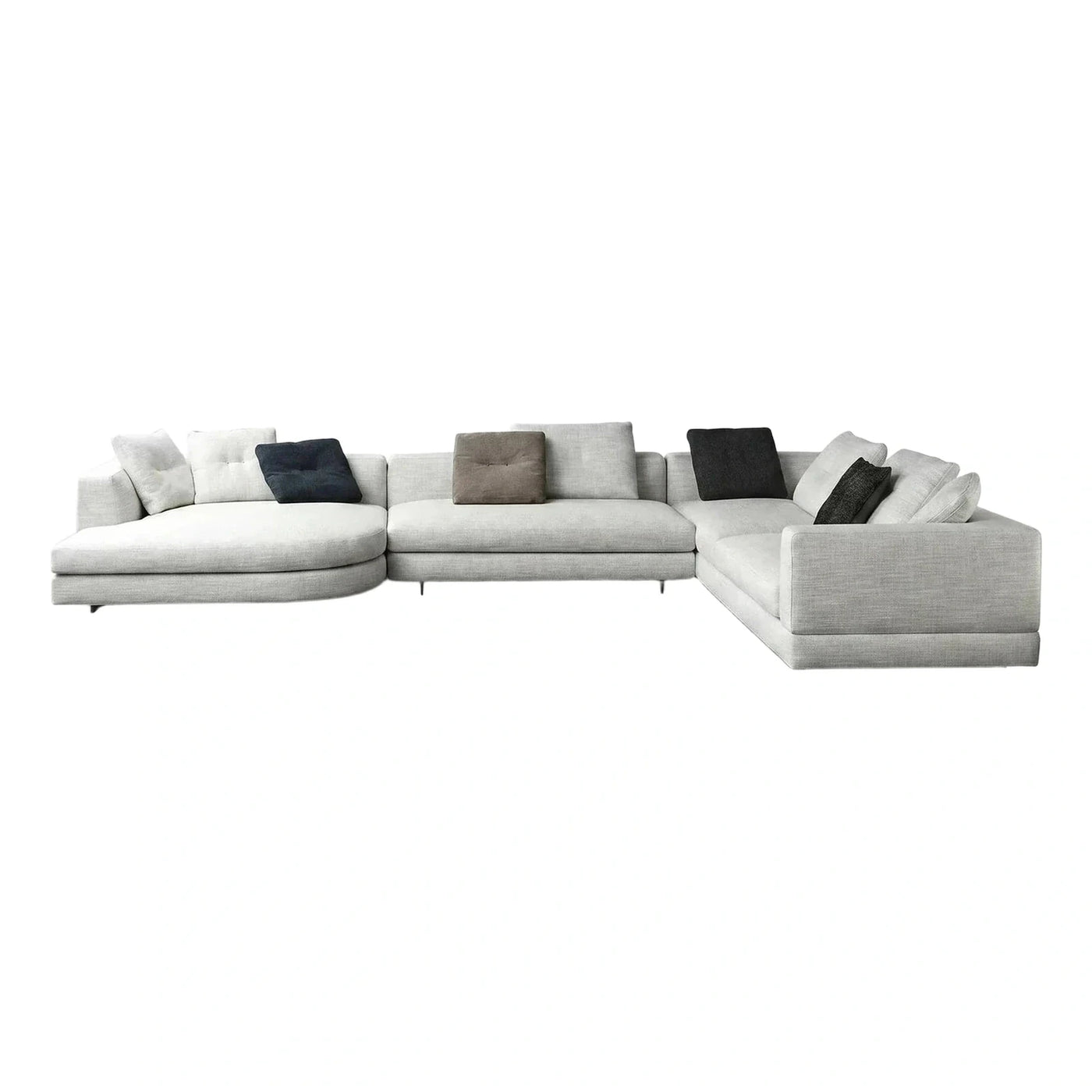 Modern Light Grey Modular Sectional Sofa with Curved Chaise