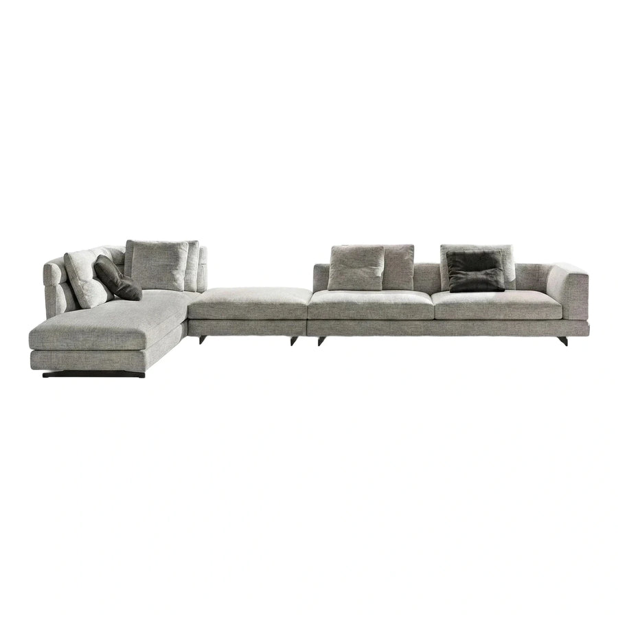 Modern Grey Fabric L-Shaped Sectional Sofa