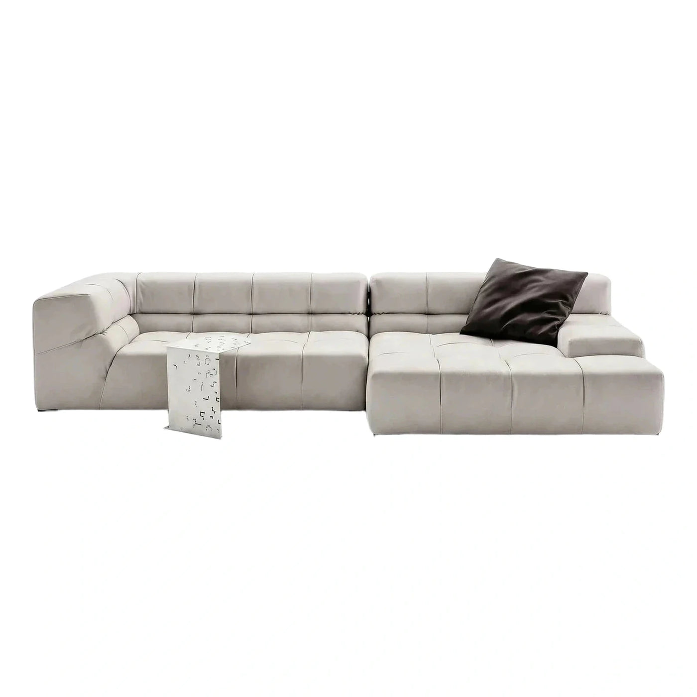 Modern Light Grey Leather Modular Sectional Sofa
