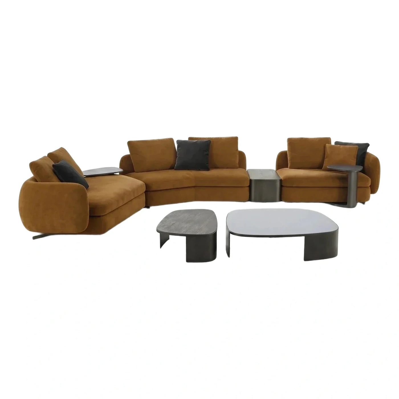 Modern Amber Modular Sectional Sofa With Side Tables