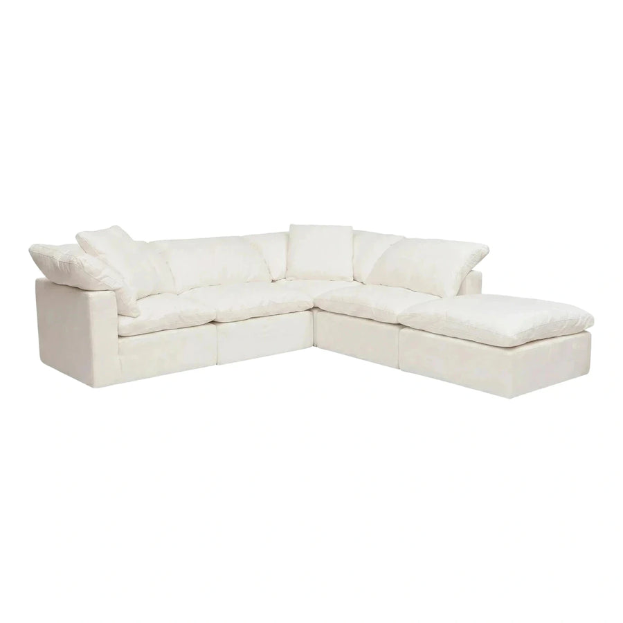 White Modern L-Shaped Sectional Sofa with Chaise