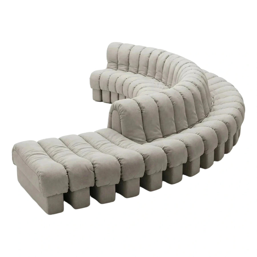 Beige Curved Modular Sectional Sofa with Chaise