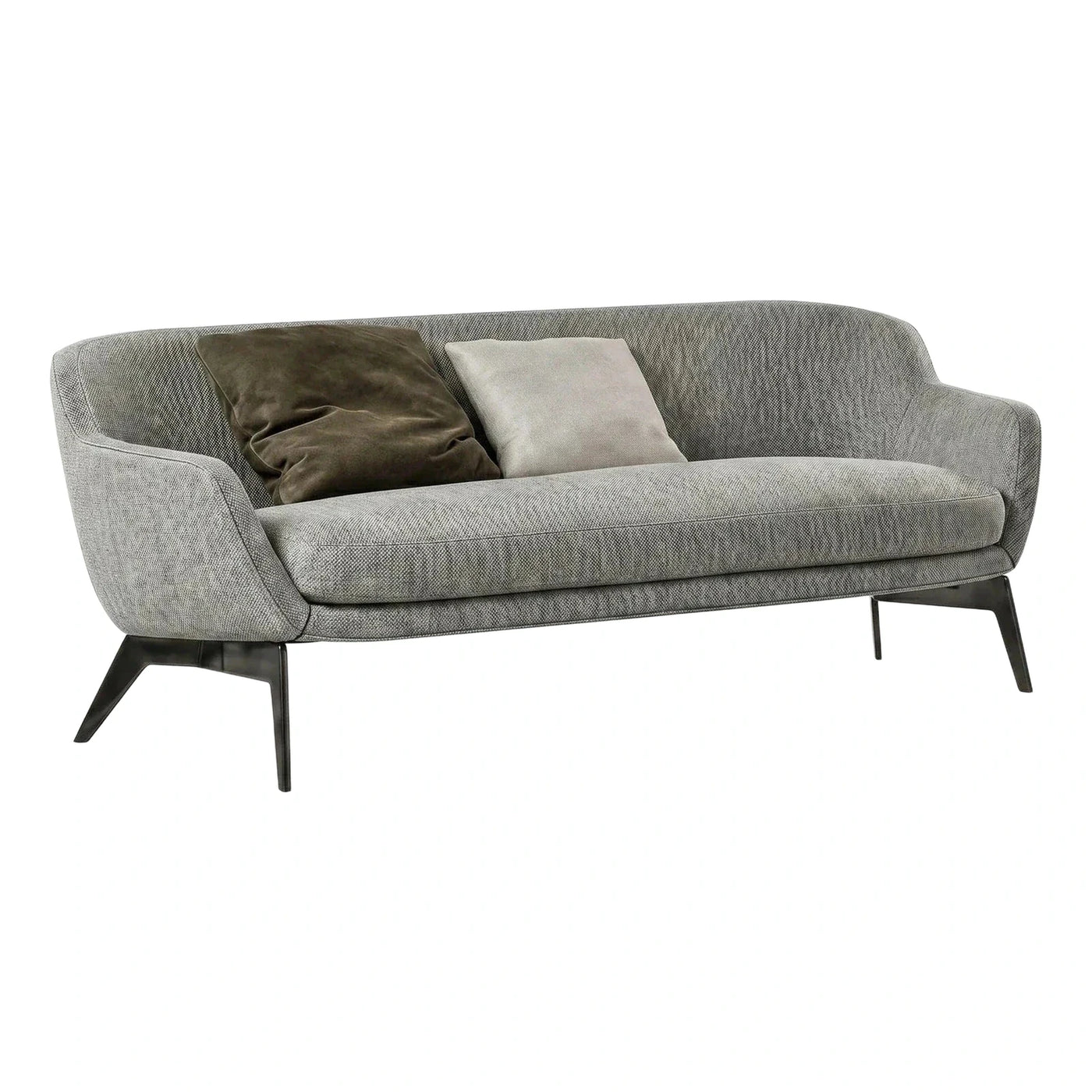 Modern Grey Textured Fabric Sofa with Angled Legs