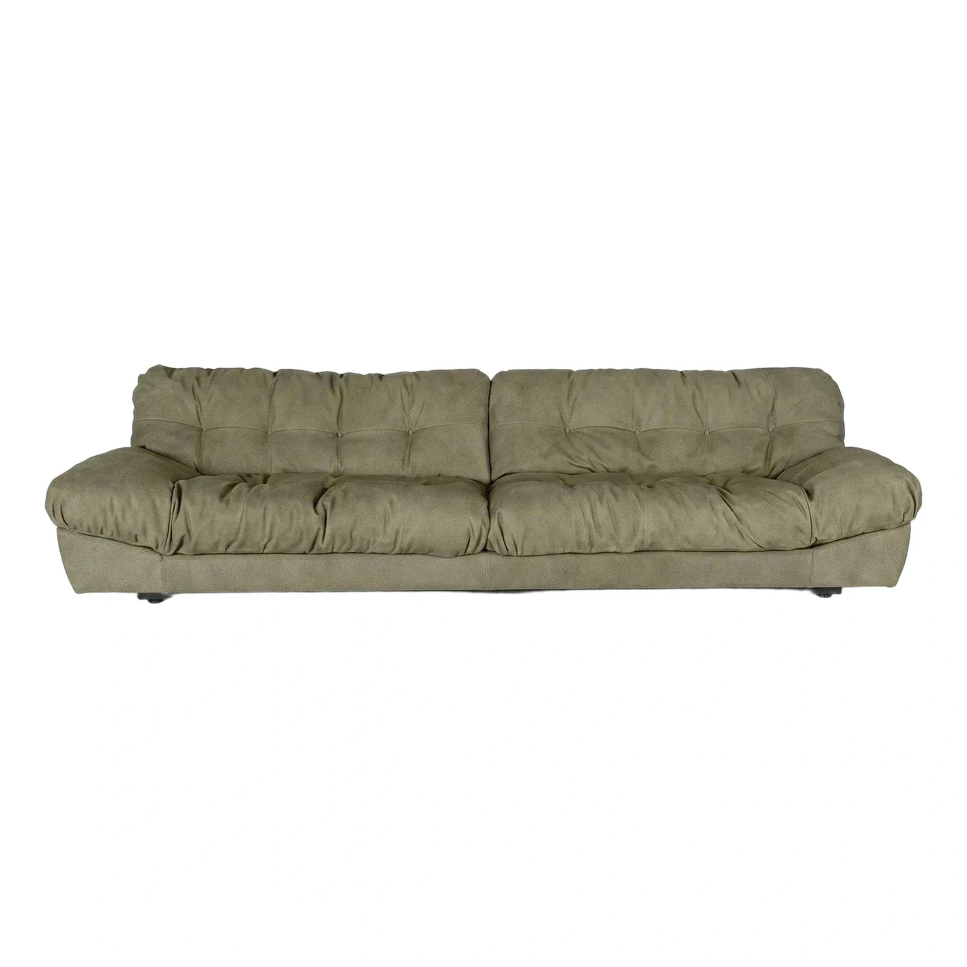 Modern Olive Green Tufted Low Profile Sofa