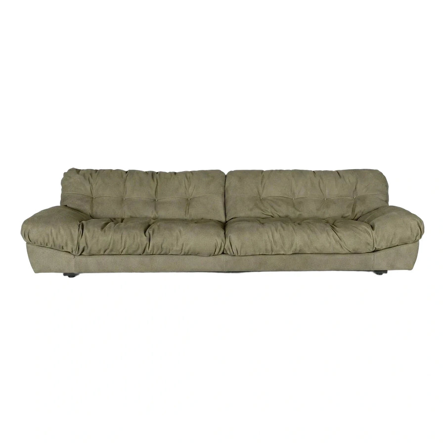 Modern Olive Green Tufted Low Profile Sofa