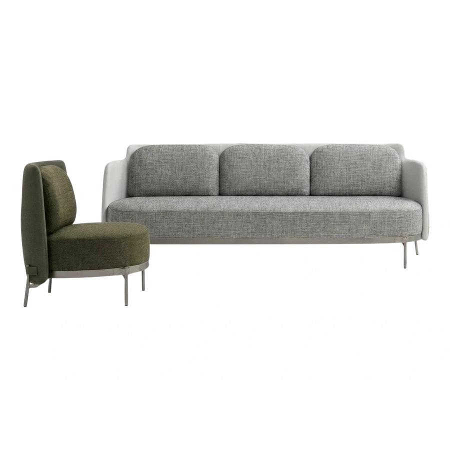 Modern Grey Fabric Sofa With Metal Legs