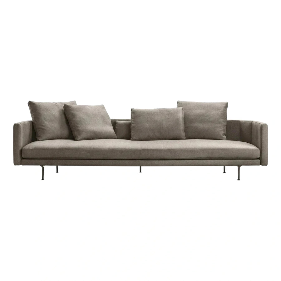 Contemporary Low Profile Grey Fabric Sofa