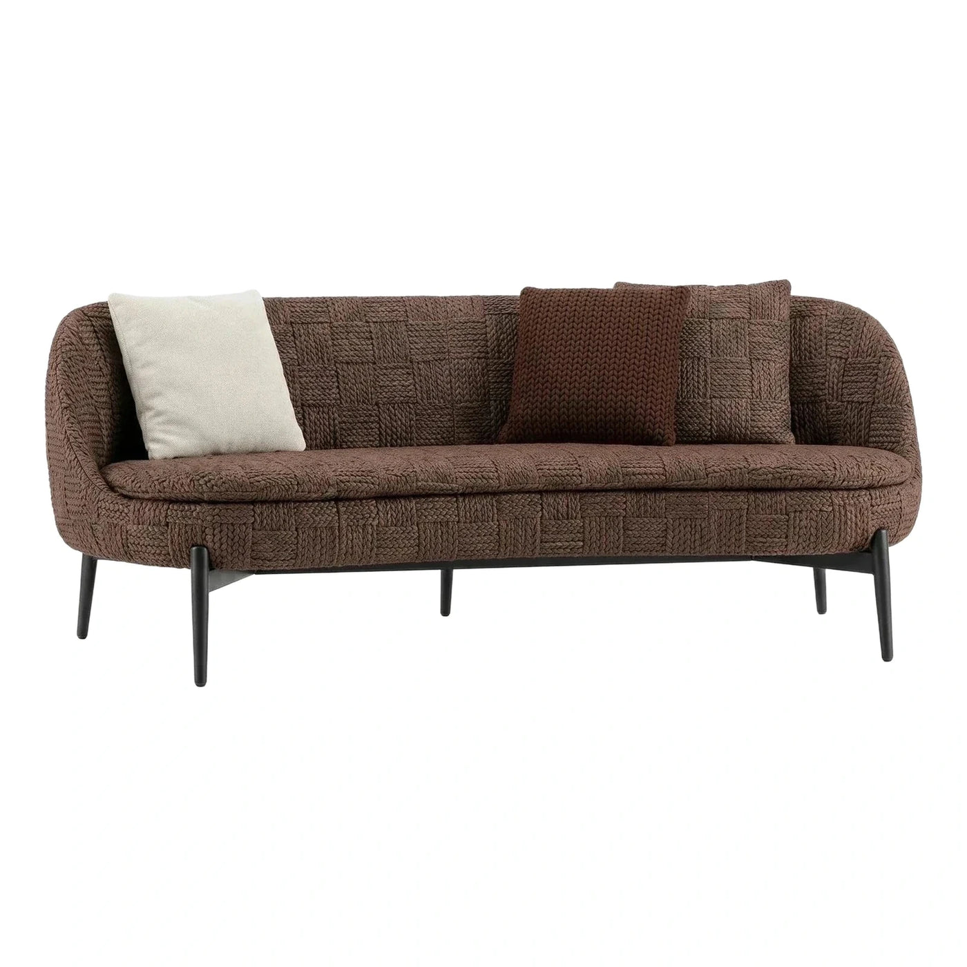 Modern Brown Textured Fabric Curved Sofa