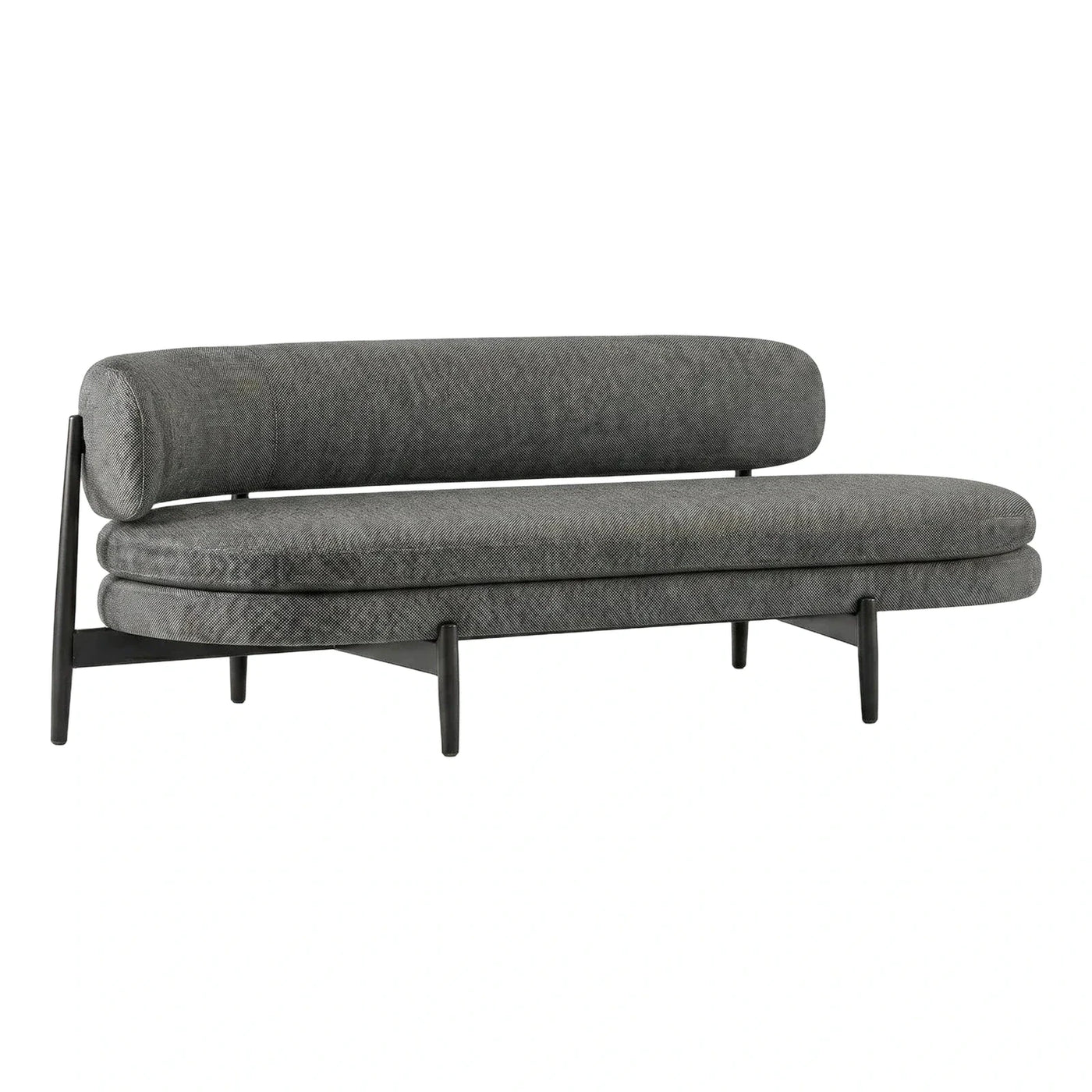 Modern Grey Fabric Curved Sofa With Dark Legs